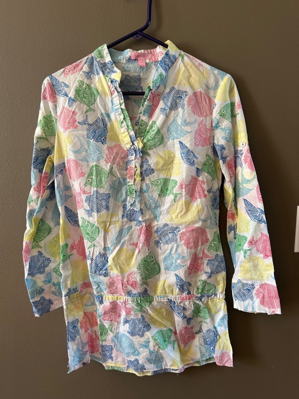 Lilly Pulitzer Fish Tunic Blouse or Cover-up size 4